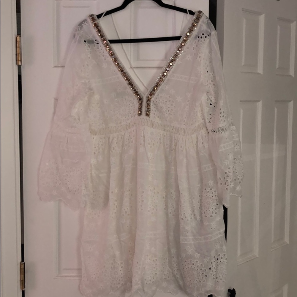 White eyelet beach coverup